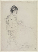 KT 2006 154
<br/>
Zittende vrouw met breiwerk
<br/>
<em>Pissarro, Camille (1830-1903)</em>